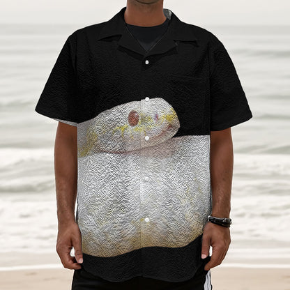 Albino Snake Print Textured Short Sleeve Shirt