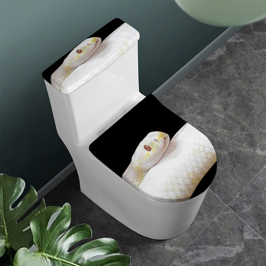 Albino Snake Print Toilet Lid And Tank Cover Set