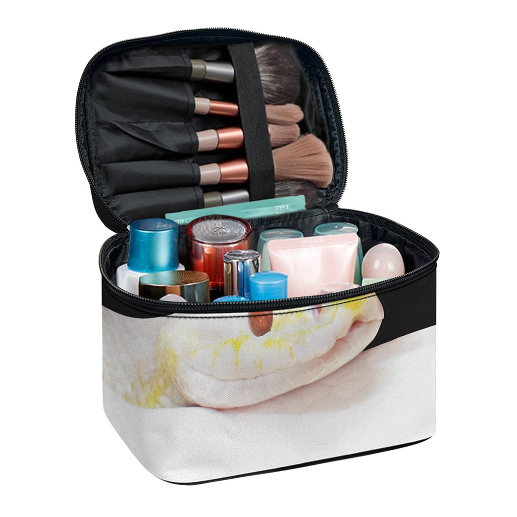 Albino Snake Print Travel Makeup Bag