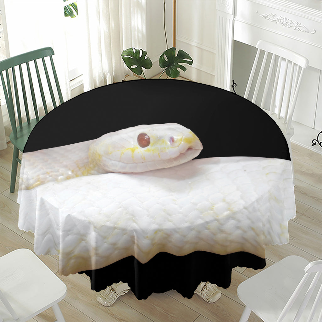 Albino Snake Print Waterproof Round Tablecloth