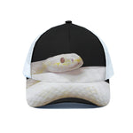 Albino Snake Print White Mesh Trucker Cap