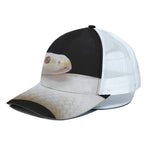 Albino Snake Print White Mesh Trucker Cap