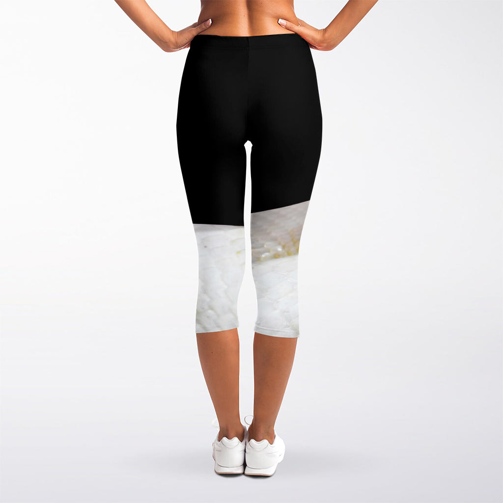 Albino Snake Print Women's Capri Leggings