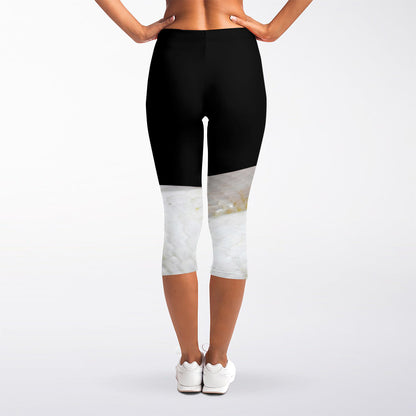 Albino Snake Print Women's Capri Leggings