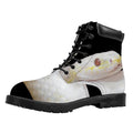 Albino Snake Print Padded Collar Lace Up Boots