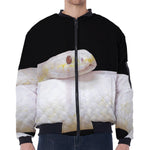 Albino Snake Print Zip Sleeve Bomber Jacket