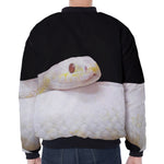 Albino Snake Print Zip Sleeve Bomber Jacket