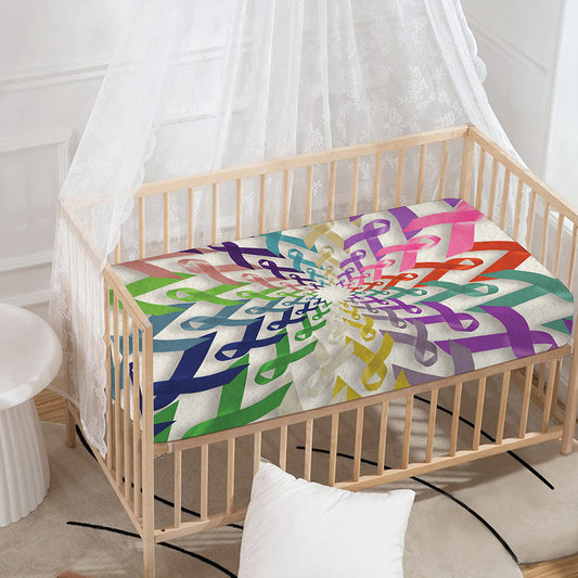 All Cancer Awareness Mandala Print Baby Crib Sheet