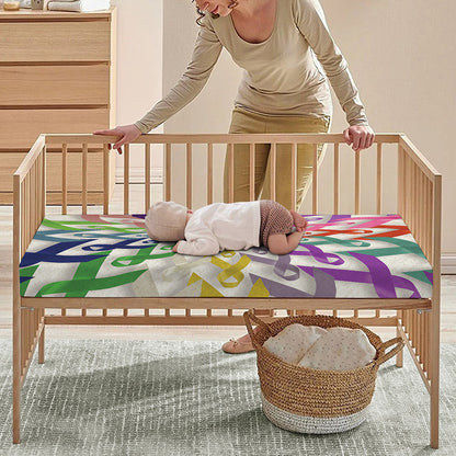 All Cancer Awareness Mandala Print Baby Crib Sheet