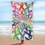 All Cancer Awareness Mandala Print Beach Towel