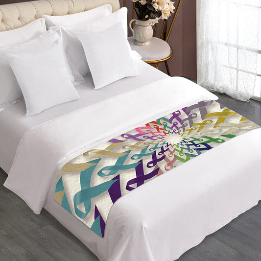 All Cancer Awareness Mandala Print Bed Runner