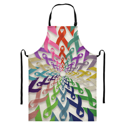 All Cancer Awareness Mandala Print Bib Apron With Pocket