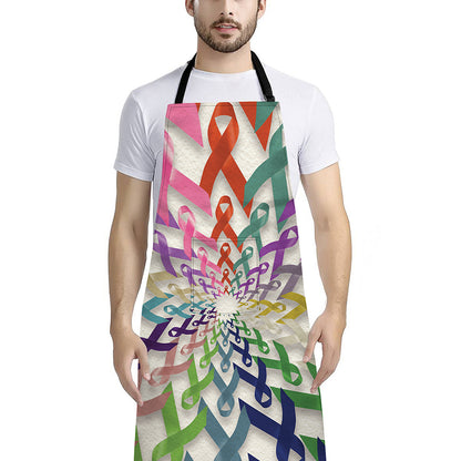 All Cancer Awareness Mandala Print Bib Apron With Pocket