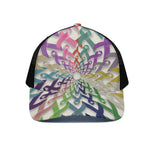 All Cancer Awareness Mandala Print Black Mesh Trucker Cap