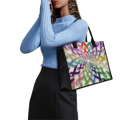 All Cancer Awareness Mandala Print Canvas Tote Bag