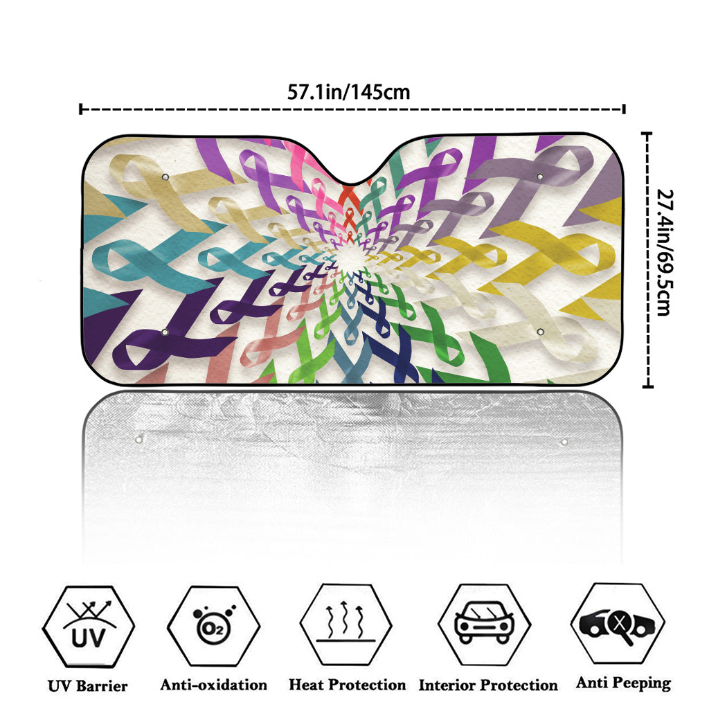 All Cancer Awareness Mandala Print Car Windshield Sun Shade