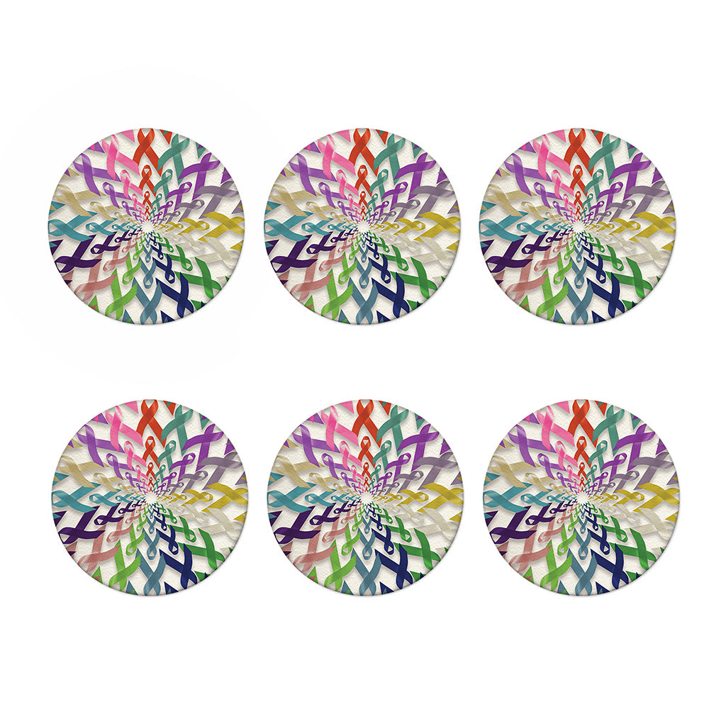 All Cancer Awareness Mandala Print Coaster Set