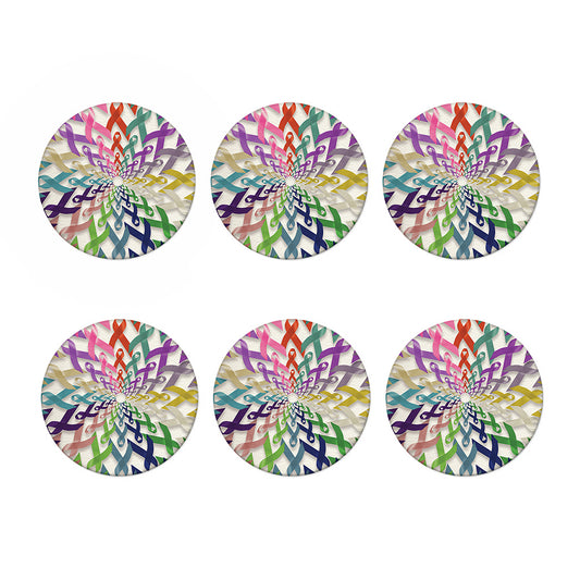 All Cancer Awareness Mandala Print Coaster Set