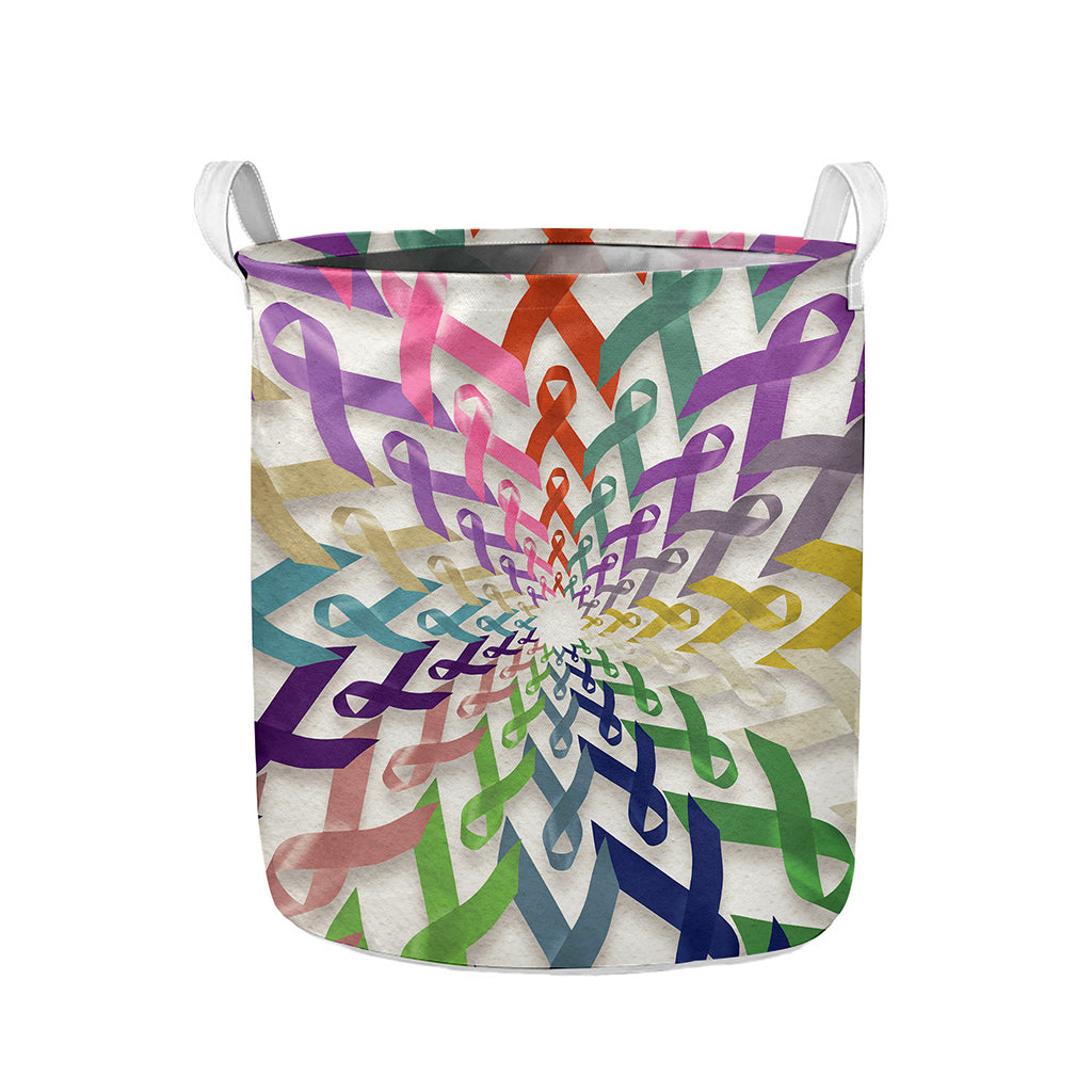 All Cancer Awareness Mandala Print Collapsible Laundry Basket