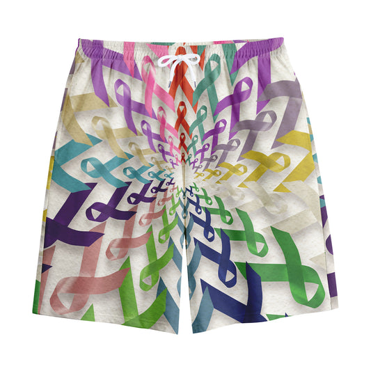 All Cancer Awareness Mandala Print Cotton Shorts
