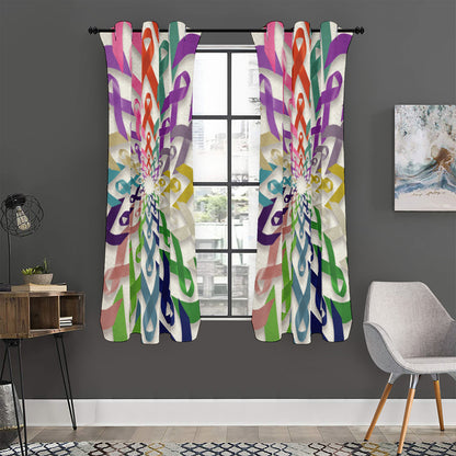 All Cancer Awareness Mandala Print Curtain