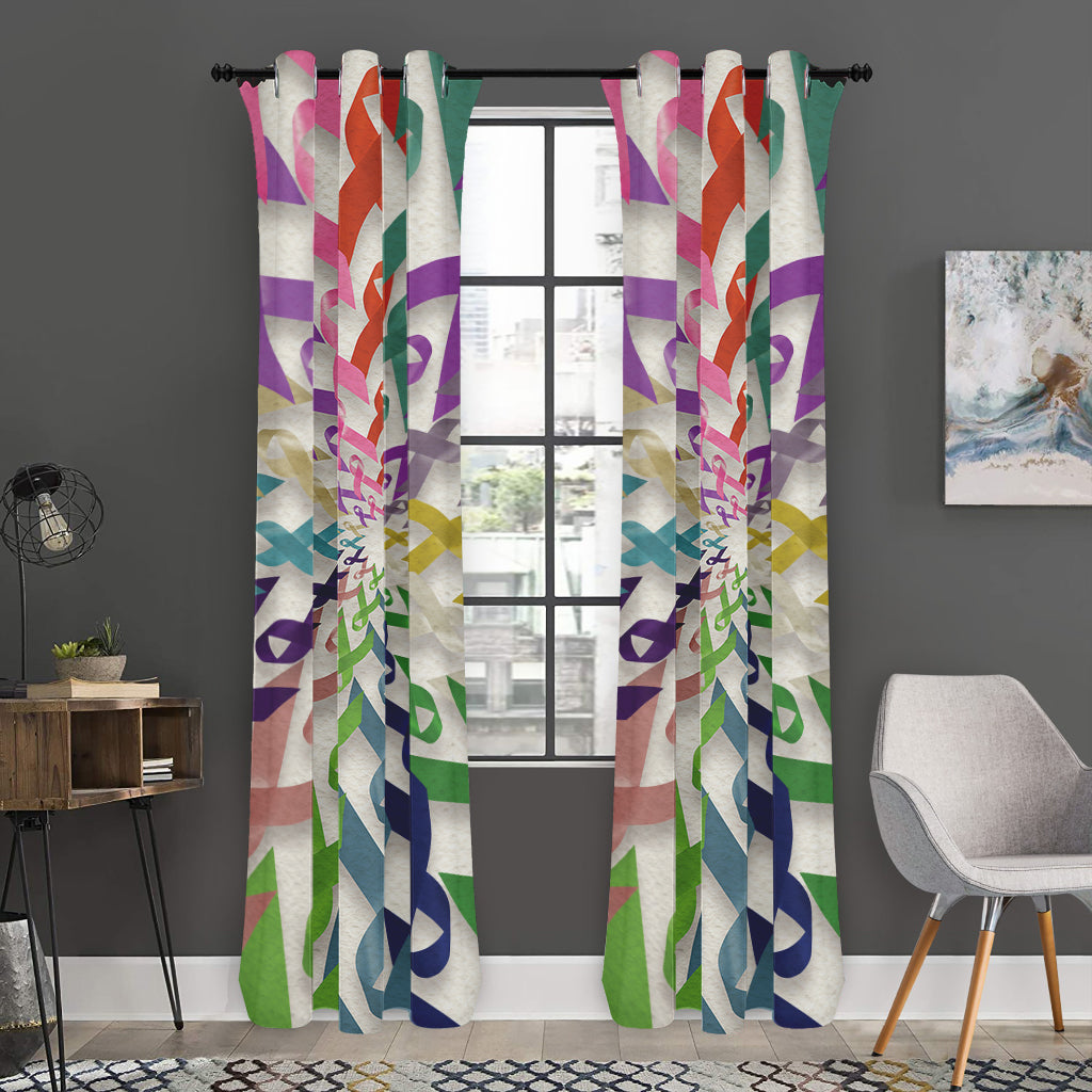 All Cancer Awareness Mandala Print Curtain