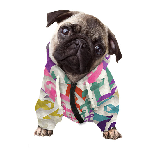 All Cancer Awareness Mandala Print Dog Zip Up Hoodie