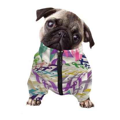 All Cancer Awareness Mandala Print Dog Zip Up Jacket