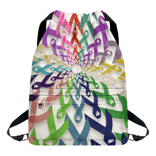 All Cancer Awareness Mandala Print Drawstring Backpack