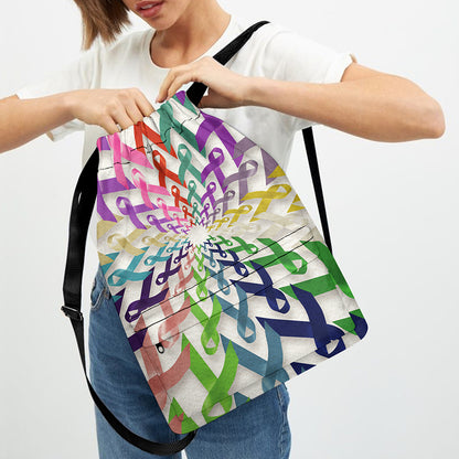 All Cancer Awareness Mandala Print Drawstring Backpack