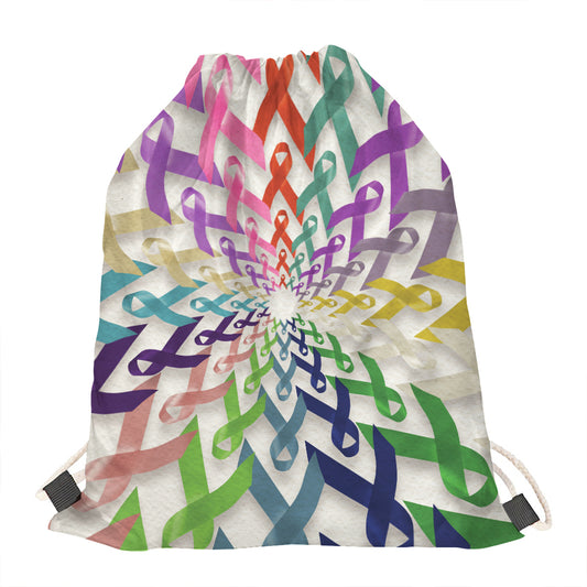 All Cancer Awareness Mandala Print Drawstring Bag