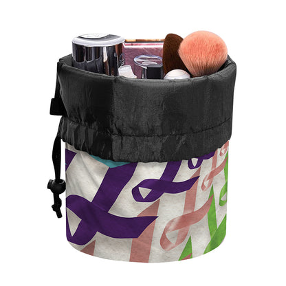 All Cancer Awareness Mandala Print Drawstring Makeup Bag