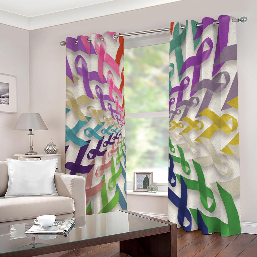 All Cancer Awareness Mandala Print Extra Wide Grommet Curtains