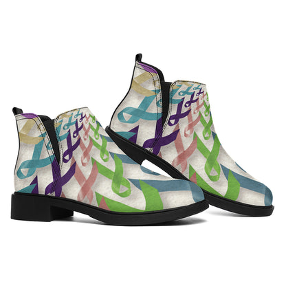 All Cancer Awareness Mandala Print Flat Ankle Boots