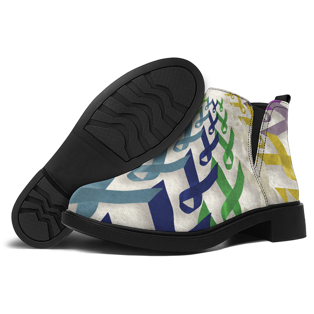 All Cancer Awareness Mandala Print Flat Ankle Boots