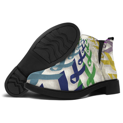 All Cancer Awareness Mandala Print Flat Ankle Boots