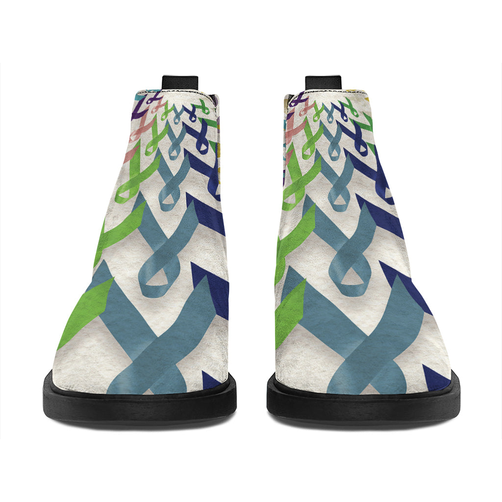 All Cancer Awareness Mandala Print Flat Ankle Boots