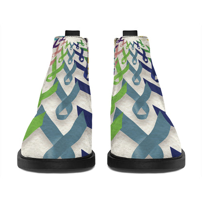 All Cancer Awareness Mandala Print Flat Ankle Boots