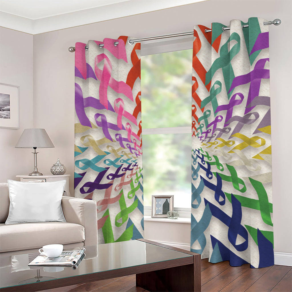 All Cancer Awareness Mandala Print Grommet Curtains