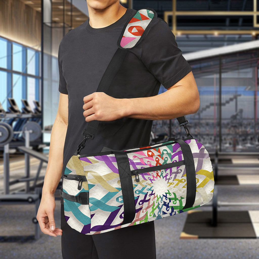 All Cancer Awareness Mandala Print Gym Bag
