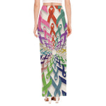 All Cancer Awareness Mandala Print High Slit Maxi Skirt
