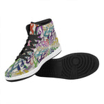 All Cancer Awareness Mandala Print High Top Leather Sneakers