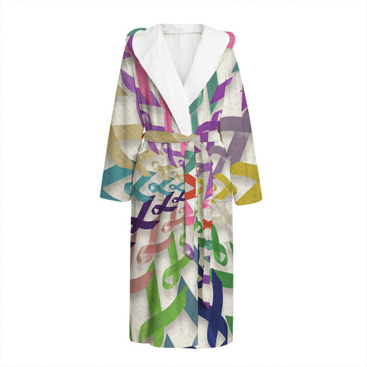 All Cancer Awareness Mandala Print Hooded Bathrobe