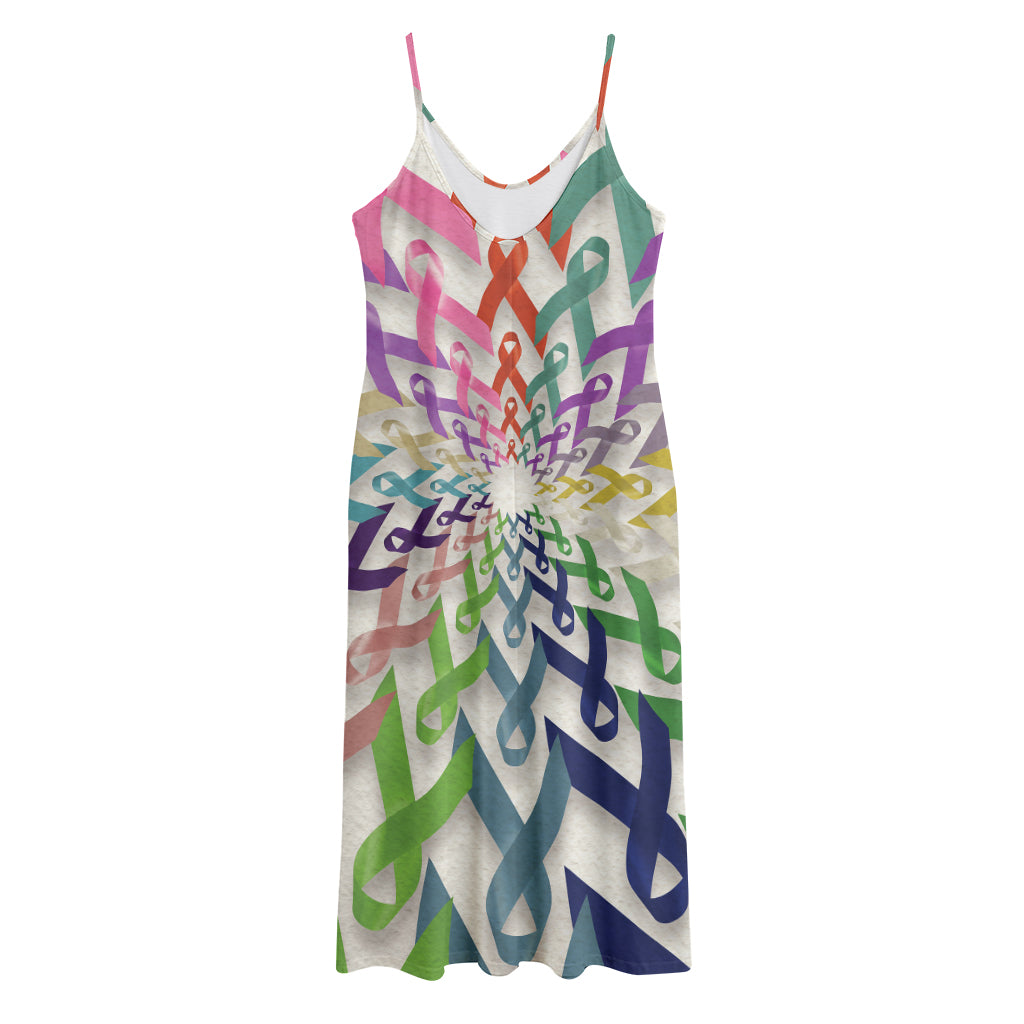 All Cancer Awareness Mandala Print Jersey Midi Cami Dress