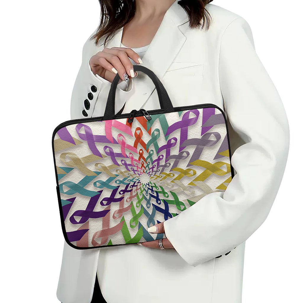 All Cancer Awareness Mandala Print Laptop Sleeve With Handle