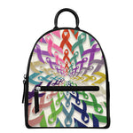 All Cancer Awareness Mandala Print Leather Backpack