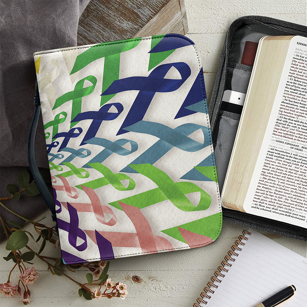 All Cancer Awareness Mandala Print Leather Bible Cover