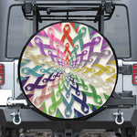 All Cancer Awareness Mandala Print Leather Spare Tire Cover