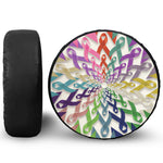 All Cancer Awareness Mandala Print Leather Spare Tire Cover