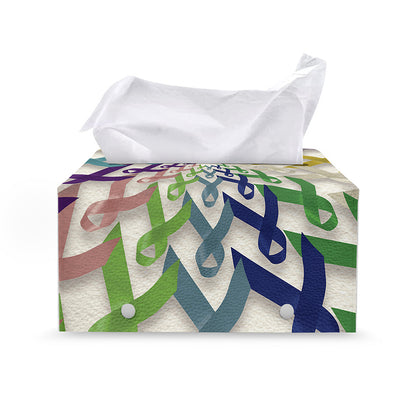 All Cancer Awareness Mandala Print Leather Tissue Box Cover